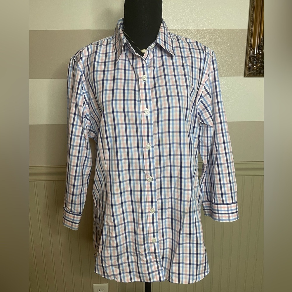 L.L. Bean Women in Multicolor Plaid Button Down Shirt size Large NWOT